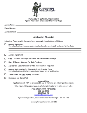 Permanent General Companies Agency Application Checklist