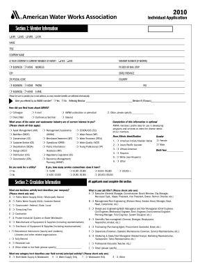 AWWA Individual Application Form
