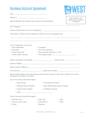 Business Account Agreement