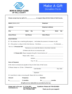 Boys & Girls Clubs of Hall County Donation Form