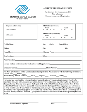 Athletic Registration Form
