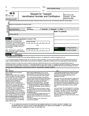 Form W-9 Request for Taxpayer Identification Number and Certification