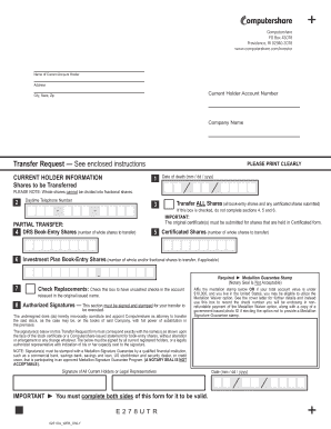Computershare Transfer Request Form