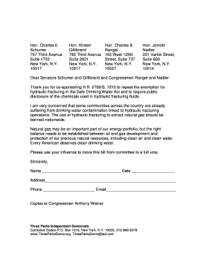Letter to Congress on Hydraulic Fracturing