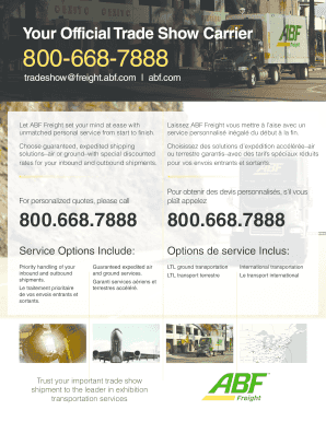 ABF Freight Trade Show Services Form