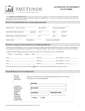Automatic Investment Plan Form