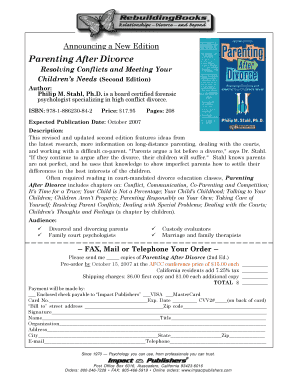 Parenting After Divorce Book Order Form