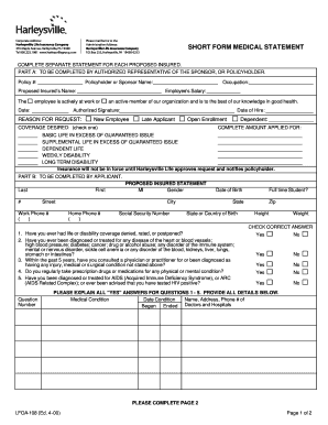 Short Form Medical Statement
