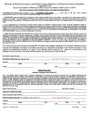 Release and Waiver of Liability for Bicycling Activities