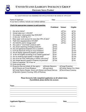 Electronic Stores Supplemental Application