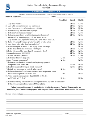 Fast Food Liability Insurance Application