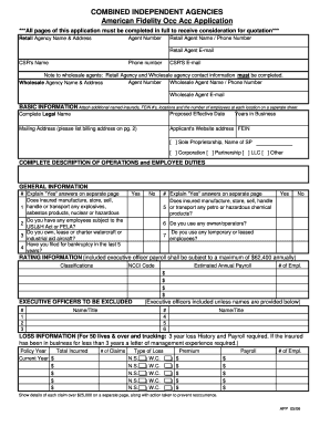 American Fidelity Occupational Accident Application