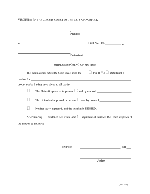 Virginia Civil Court Motion Order