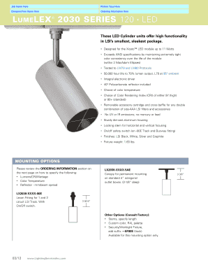 LUMELEX 2030 LED Fixture Order Form