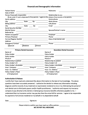 Patient Registration and Insurance Authorization Form