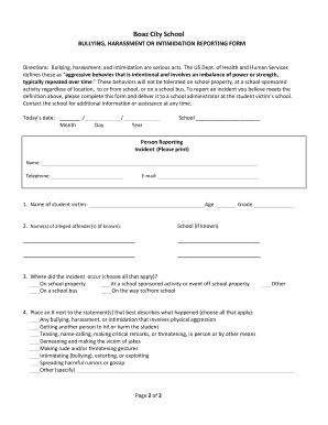 Bullying Harassment Intimidation Reporting Form