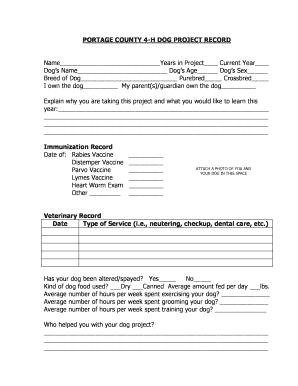 4-H Dog Project Record