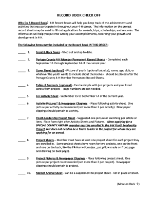 4-H Record Book Checklist