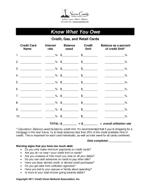 Credit Card Debt Tracker Form