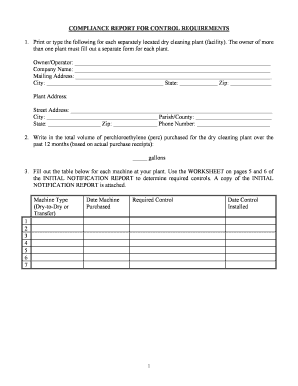 Dry Cleaning Plant Compliance Report