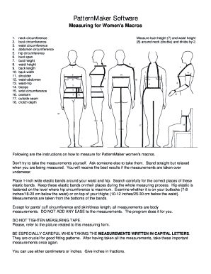 PatternMaker Women's Measuring Form