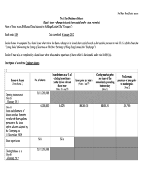 Hong Kong Share Capital Disclosure Form