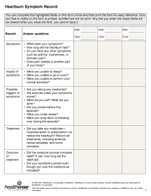 Heartburn Symptom Record Form