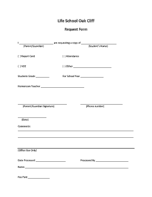 Life School Oak Cliff Student Records Request Form