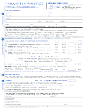 American Film Market 2015 Attendee Order Form