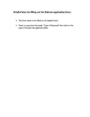 Bahrain Visa Application Form