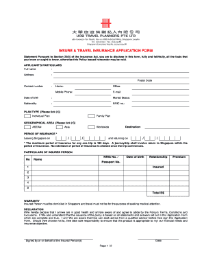 Insure & Travel Insurance Application Form