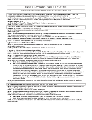 Free and Reduced Price School Meals Family Application