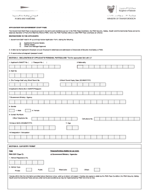 Application for Government Staff Pass