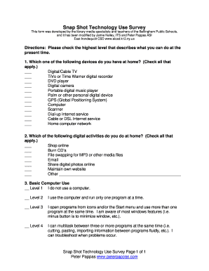 Snap Shot Technology Use Survey