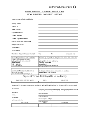 New/Change Customer Details Form