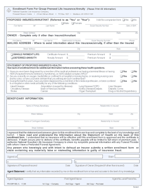 Group Preneed Life Insurance/Annuity Enrollment Form