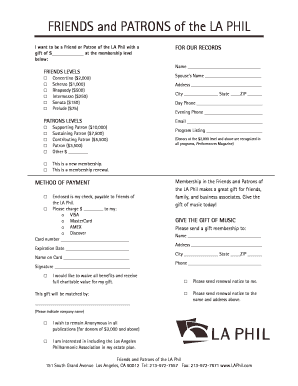 LA Phil Friends and Patrons Membership Form