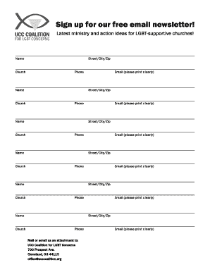 LGBT Church Newsletter Signup Form