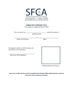 College Visit Verification Form