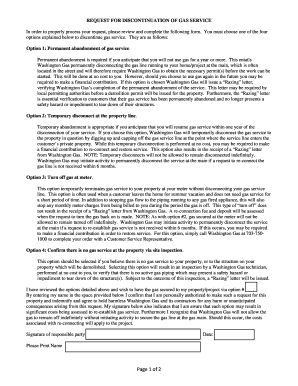 Request for Discontinuation of Gas Service