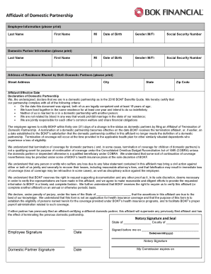 Affidavit of Domestic Partnership