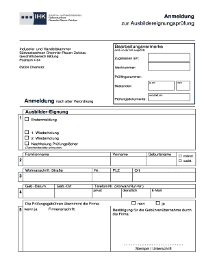 Anmeldung zur Ausbildereignungsprüfung