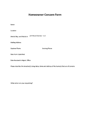 Homeowner Concern Form