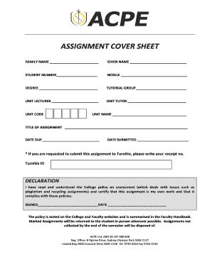 Assignment Cover Sheet