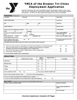 YMCA Employment Application