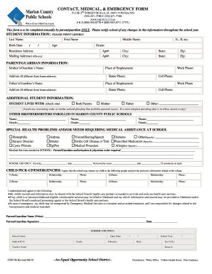 Contact, Medical, & Emergency Form