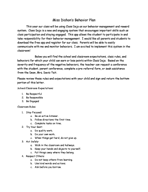 Miss Dishon’s Behavior Plan