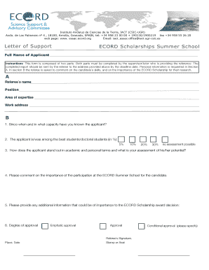 Letter of support scholarship - ECORD - essac ecord