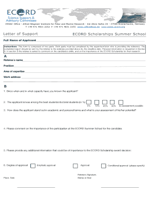 letter of support scholarship - essac ecord