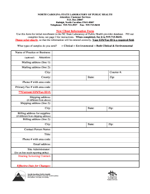 North Carolina New Client Information Form